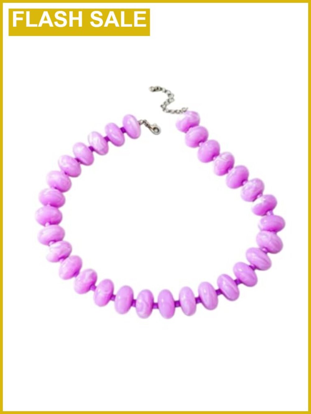 Resin Chunky Beaded Choker Necklace Boho Irregular Flat Beads Adjustable